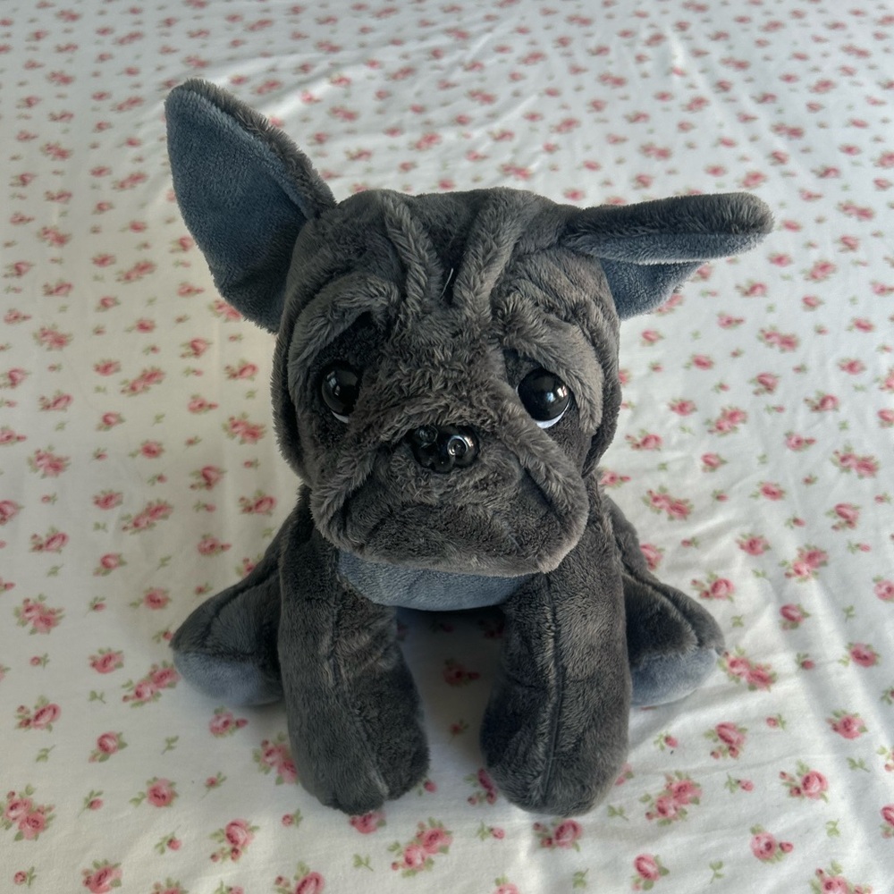 Gray Plush Bulldog Heating Pad Toy